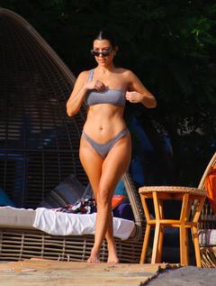 Kourtney Kardashian in gray bikini on vacation in Costa Rica