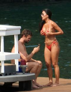 Nicole Scherzinger in red bikini in Italy