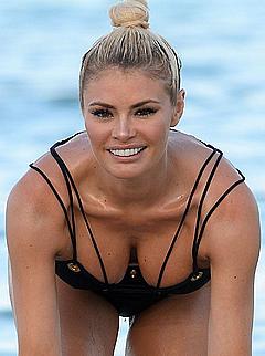 Chloe Sims cleavage in bikini candids