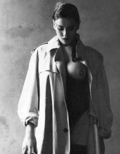 Eva Grimaldi nude boob black-&-white image
