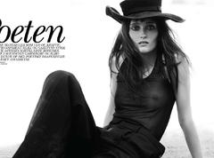 Dutch fashion model Iekeliene Stange in see through top