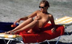 Spanish actress and model Esther Arroyo sunbathing topless paparazzi photo