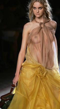 Caroline Trentini walks runway in see through top at Dior SS 2006 Paris