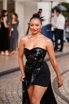 Kat Graham outside the Martinez Hotel during the 74th Cannes Film Festival