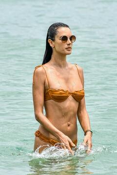 Alessandra Ambrosio in a bikini on the beach in Florianopolis