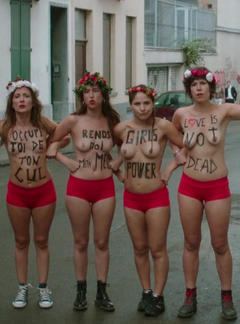 Camille Chamoux and three other girls topless in Rupture Pour Tous