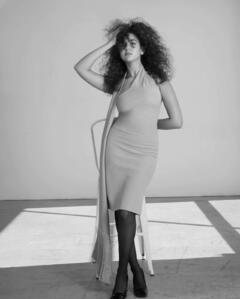 Geraldine Viswanathan in tight dress at Numero Netherlands