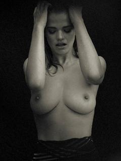 Valerie van der Graaf topless black-&-white photo
