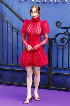 Emma Myers in red mini dress at Wednesday Season 2 premiere in London - July 2025