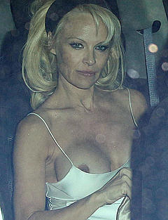 Pamela Anderson nip slip at the Chateau Marmont
