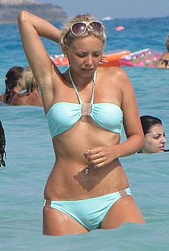 Sacha Parkinson in blue bikini