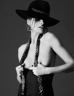 Elena Melnik topless in a hat