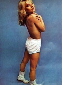 Debbie Harry topless but covered for 1981 Calendar