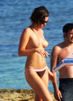 Sadie Frost topless on a beach paparazzi photo