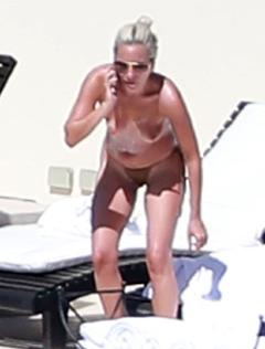 Lady Gaga topless on a beach in Mexico