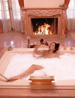 Eiza Gonzalez naked in a bath with champaign