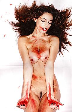 Kelly Brook fully nude in Exhibition Megazine