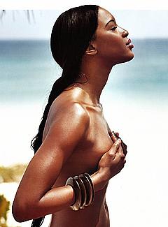 Naomi Campbell topless grab her tits