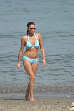 Ines Sastre in blue bikini candids In Marbella