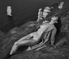 Emilie Payet nude tits and pussy black-&-white image