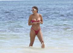 Kara Del Toro sexy in pink bikini at the beach in Tulum - October 2022