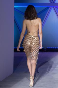 Bella Hadid in see through dress runway photo