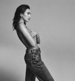 Dua Lipa topless cover her breasts  for Pepe Jeans Fall 2020