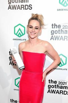 Kristen Stewart in red dress at the Gotham awards in New York