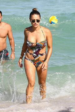Lola Ponce sexy in monokini at the beach in Miami