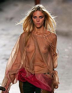 Anja Rubik see through runway photo