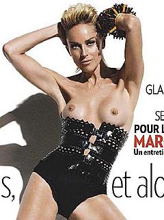 Sharon Stone posing topless for magazine
