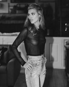 AnnaLynne McCord braless in a see through top