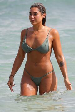 Noni Janur sexy in grey bikini at North Bondi beach