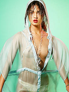 Daniela Braga in see through white outfit