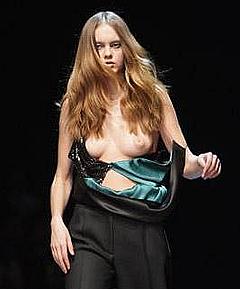 Alana Kuznetsova almost topless runway photo