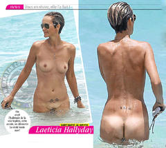 Laeticia Hallyday nude tits, ass and pussy paparazzi collage