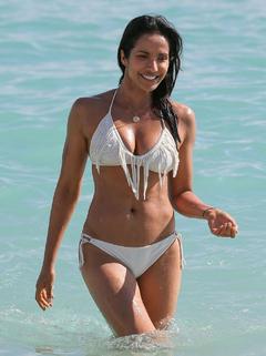 Padma Lakshmi in white bikini