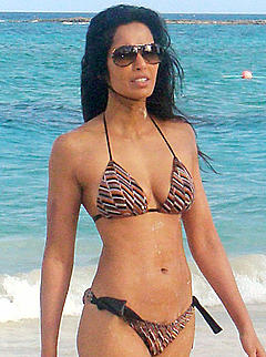 Padma Lakshmi in bikini in Bahamas