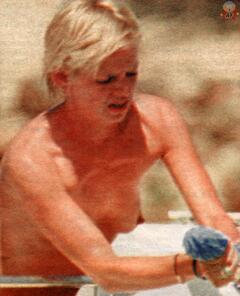 Zoe Ball topless on a boat paparazzi photo