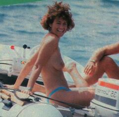 Corinne Clery topless on a boat paparazzi photo