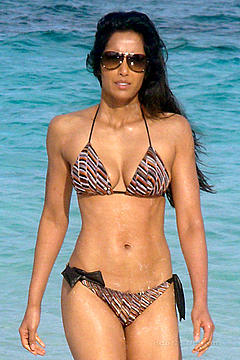 Indian actress Padma Lakshmi in bikini