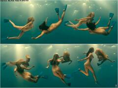 Kelly Brook and Riley Steele naked in a water at Piranha 3D
