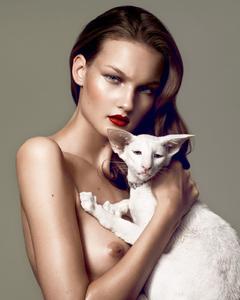 Kirsi Pyrhonen topless with cat