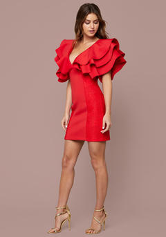 Gigi Paris in red dress for Bebe Collection 2019