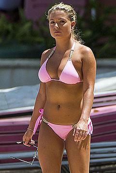 Zara Holland in pink bikini