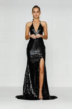 Lily Easton in black dress