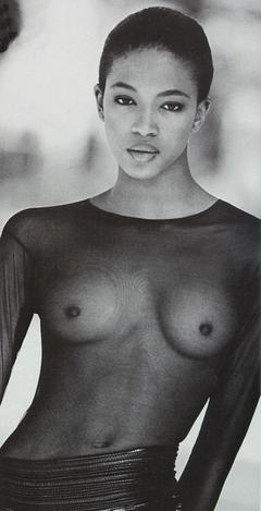 Young Naomi Campbell in see through top