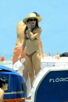 Alessandra Ambrosio in a bikini on the beach in Florianopolis