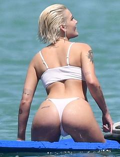 Halsey in white bikini shows tight ass