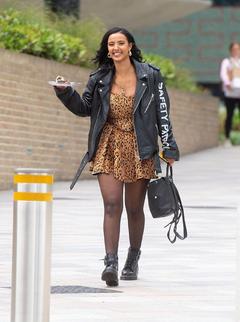 Maya Jama leaving Channel 4 studios in London